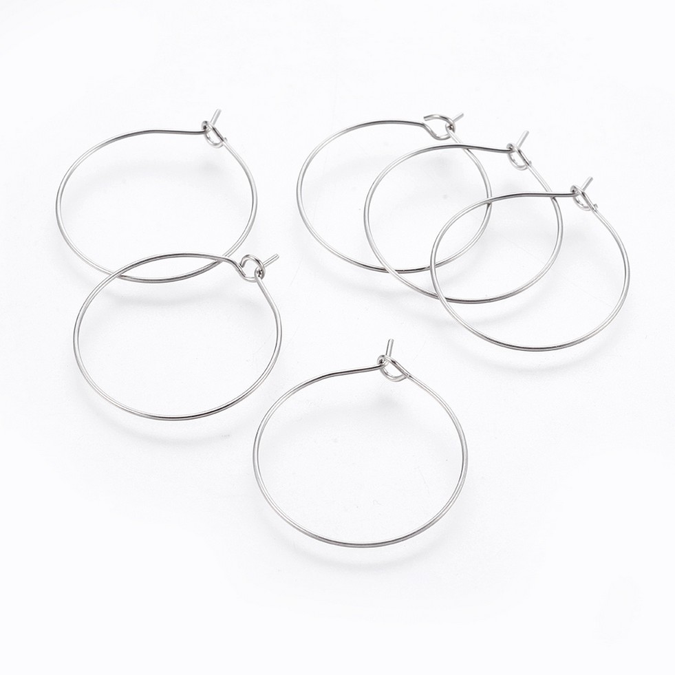 Boucle d'oreille créole INOX argenté, 25x0,7mm, l'unité