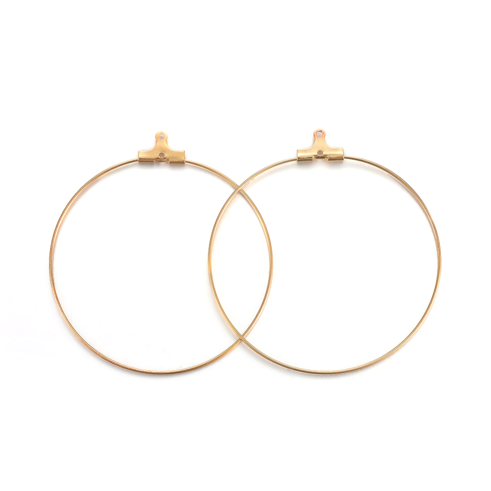 Boucle d'oreille créole INOX doré à suspendre, plaqué or 18k, 50x0,7mm, trou 1mm, l'unité