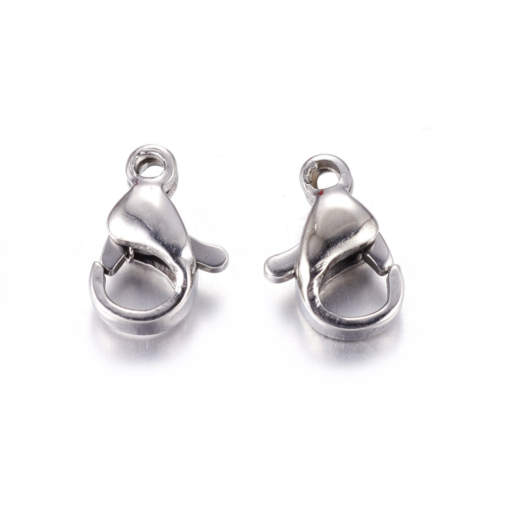 Fermoir homard INOX argenté, 10x6x3mm, trou 1,2mm, l'unité
