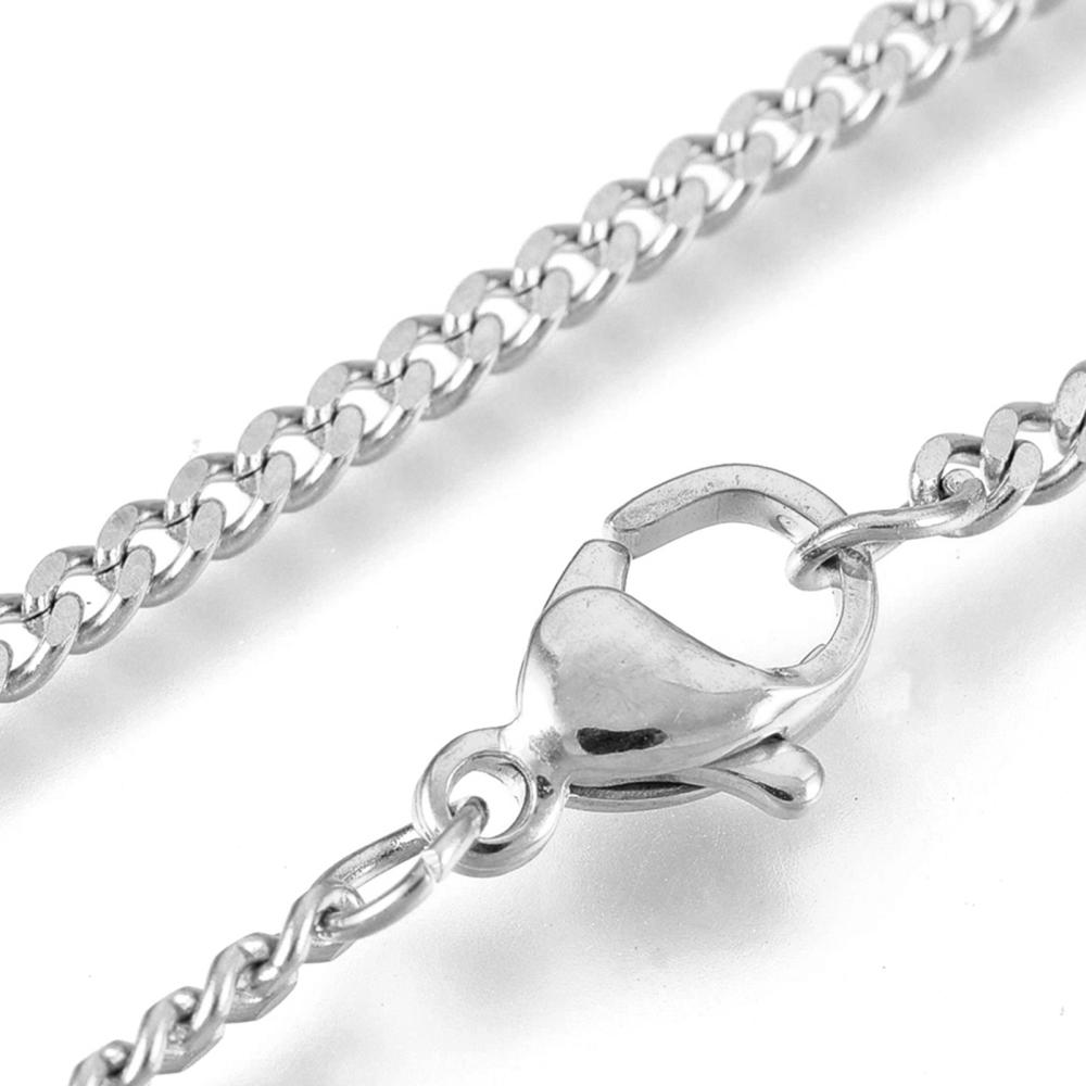 [MAK-K004-11P] Collier chaîne INOX argenté, largeur 2mm, longueur 60cm