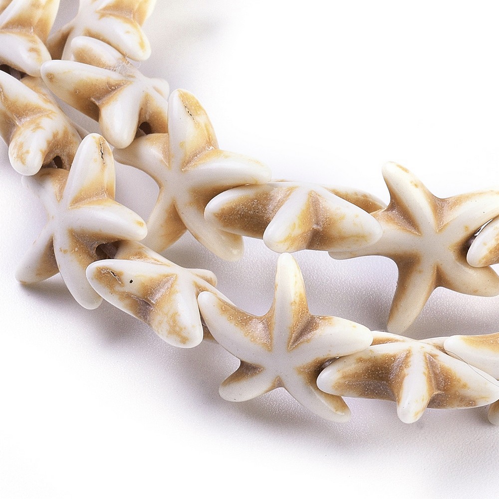 [X-G-P228-16-01] Pierre Magnésite, étoile de mer, beige, 15,5x13,5x5,5mm, trou 1mm, unité