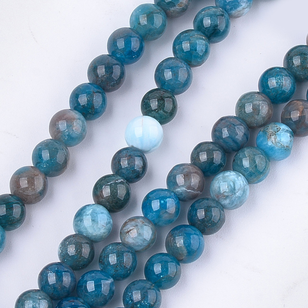 [X-G-S333-6mm-031] Pierre Apatite, naturelle, ronde, grade AB, 6mm, trou 0,8mm, l'unité