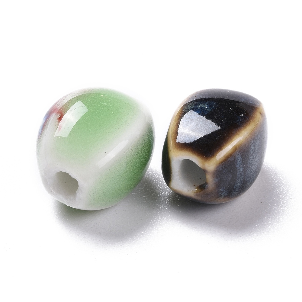 [PORC-S498-07] Perle en porcelaine émaillée, artisanal, ovale, couleur mixte, 14x10x10mm, trou 2,5mm, l'unité