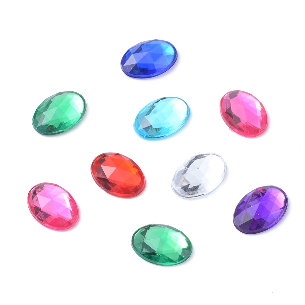 [GACR-A008-10x14mm-M] Strass en acrylique à dos plat, en forme de goutte, facettés, couleur arc en ciel, 18x13x4mm, l'unité