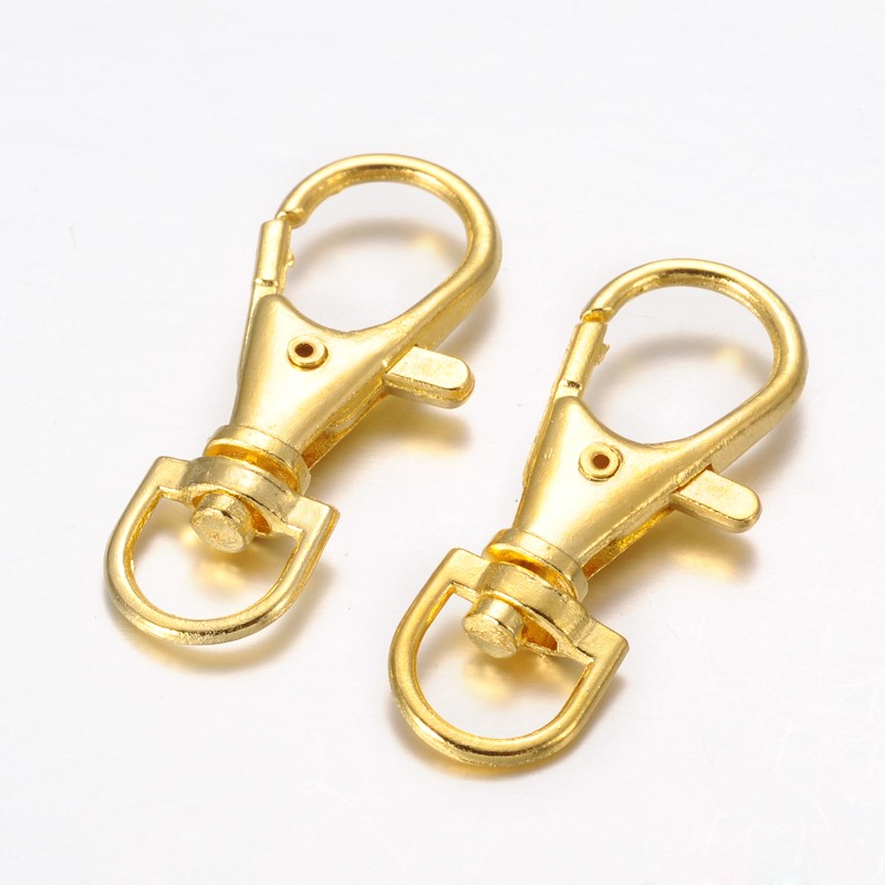 Fermoir porte clé crochet mousqueton doré, 35x15x5mm, trou 5,5x9mm, l'unité