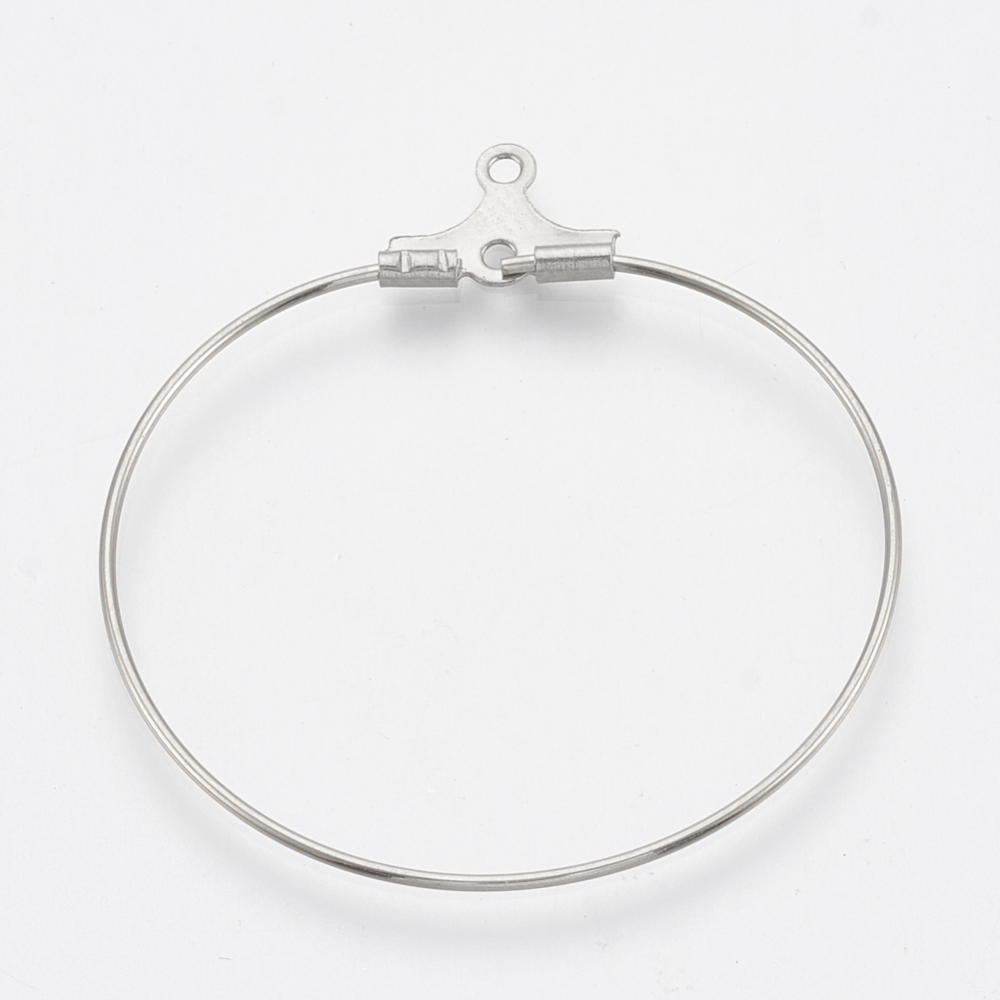 [STAS-T031-20-35mm] Boucle d'oreille créole INOX argenté à suspendre, 35x0,7mm, trou 1mm, l'unité