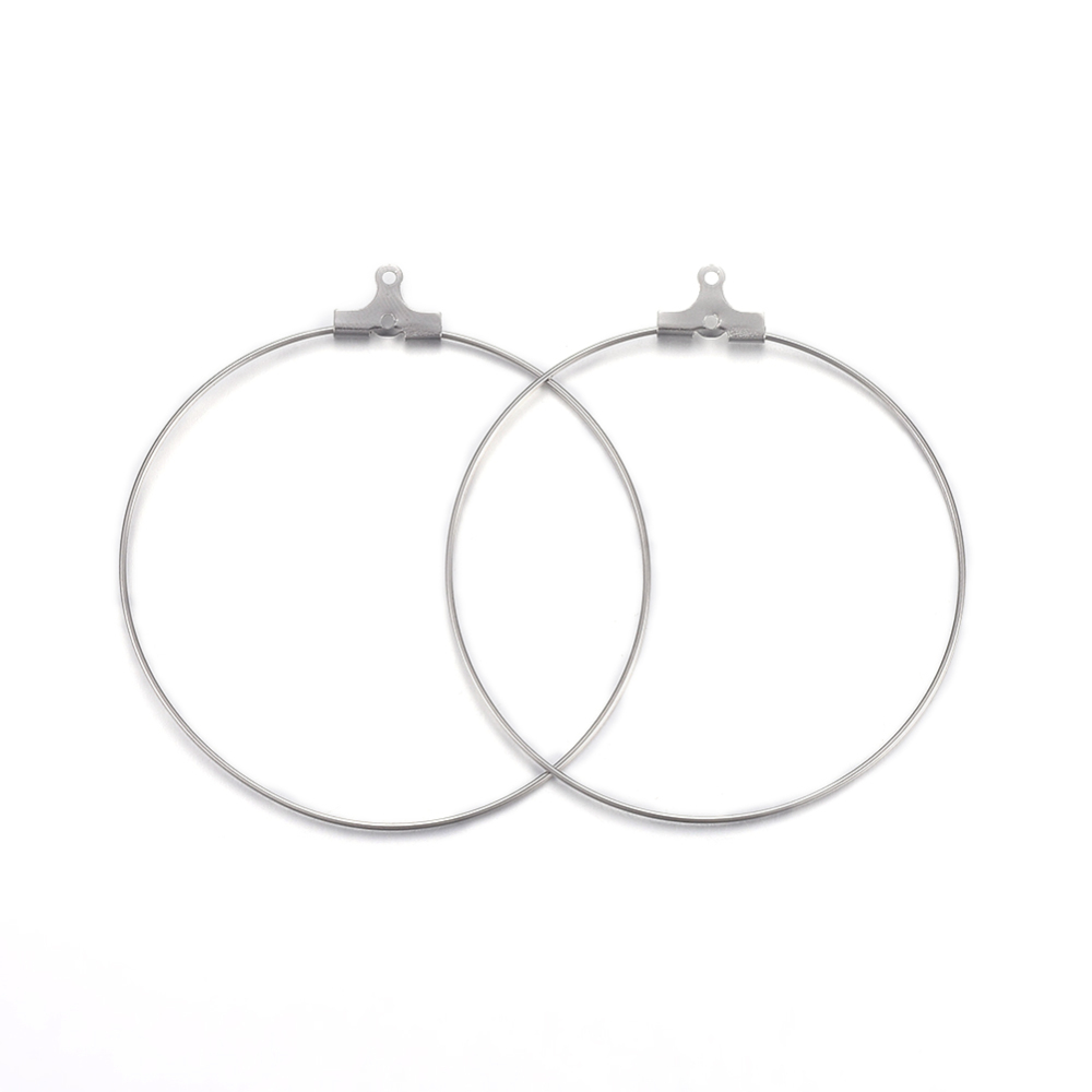 [STAS-F191-09P-E] Boucle d'oreille créole INOX argenté à suspendre, 45x0,7mm, trou 1mm, l'unité
