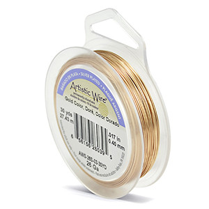 Fil de cuivre souple, plaqué doré, diam 0.40mm, 27.3m