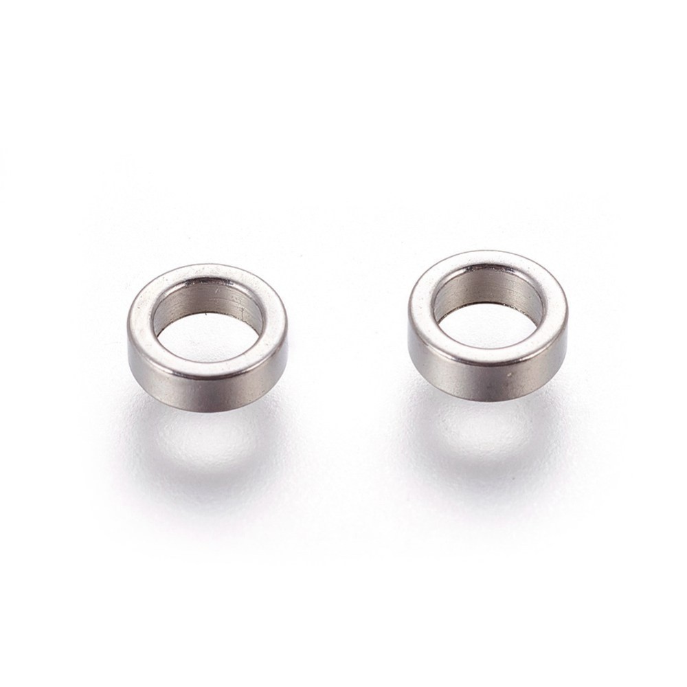 Séparateur INOX argenté, plat rond, 6x2mm, trou 4mm, l'unité